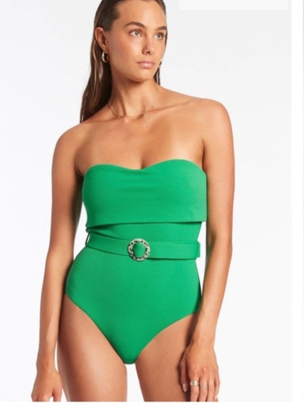 JETS Green Strapless One-Piece Swimsuit with Belt